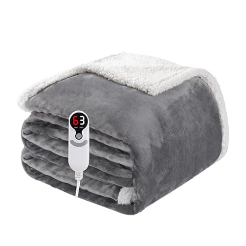 Electric Heated Blanket Full Size 72"x84", Soft Flannel with Overheat Protection, 9 Adjustable Heat Settings & 10-Hour Auto-Off Timer, Fast Heating for Winter Comfort, Light Gray