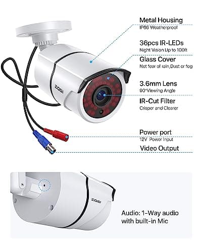ZOSI 4PACK 1920TVL 1080P HD TVI Security Cameras 120ft Night Vision CCTV Cameras Home Security Day/Night Waterproof Camera for 720P,1080P,5MP,4K HD-TVI Analog DVR Systems 8