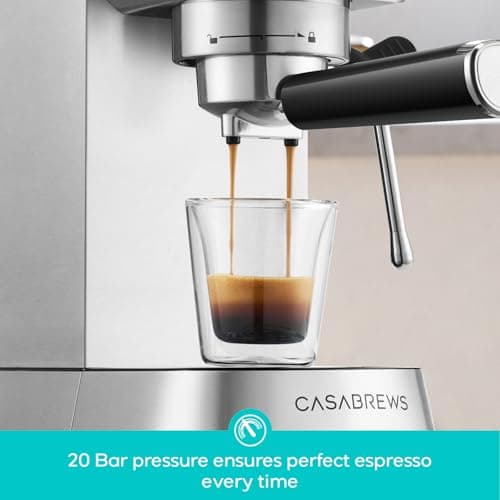 CASABREWS 5418 PRO Espresso Machine 20 Bar, Upgraded Espresso Maker with Powerful Steam Milk Frother, Stainless Steel Coffee Machine with Fast Heating System for Cappuccino, Latte, Silver 5