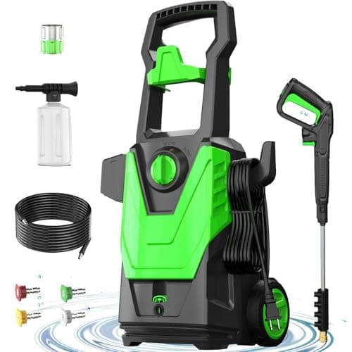 Electric Pressure Washer, 4800PSI Max 3.0GPM Power Washer Electric Powered with 20FT Hose, 35FT Power Cord, 4 Nozzles Foam Cannon High Pressure Washer for Car Patio Garden Fences(Green)