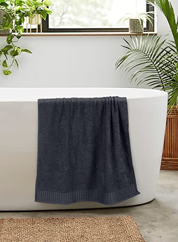 GLAMBURG 100% Cotton 2 Pack Oversized Bath Towel Set 28x55 Inches, Ultra Soft Highly Absorbant Compact Quickdry & Lightweight Large Bath Towels, Ideal for Gym Travel Camp Pool - Charcoal Grey 5