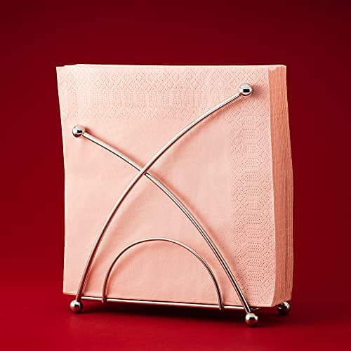 Stainless steel napkin holder, weighted napkin dispenser, countertop napkin organizer, paper napkins holder, kitchen essentials, no-flip napkin stand, Chrome 5