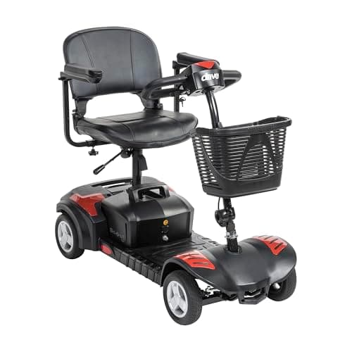 Drive Medical Spitfire Scout 4-Wheel Power Luxury Travel Scooter with Extended 15 Mile Range Battery, Red/Blue