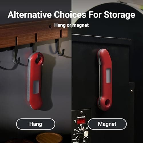 ThermoMaven Professional Digital Meat Thermometer, Ultra Fast 0.5 Sec Instant Read, NIST Certified Accurate to ±0.5°F, IP67 Waterproof, Backlit & Auto-Rotating Display, Auto Wake/Sleep, Dark Red&Gray 6