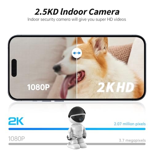 JUFLSKY Indoor Camera Robot,5G/2.4Ghz WiFi Robot Cameras for Home Security,Pet/Baby Camera with Phone App Motion Detection and Alarm,Home Security Two-Way Talk, Human Detection 6