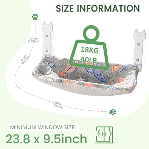 HiPetpy 2 Pack Cat Window Perch, Glow in The Dark Foldable Cat Hammock with Sunken Design & Removable Soft Cover, Breathable Cordless Window Bed for Resting Indoor Kitten (Shallow Perch, 2 Pack - M) 6