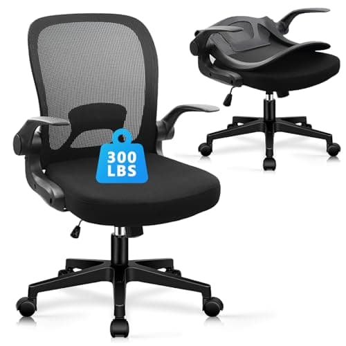 CLATINA Foldable & Folding Office Chair with Lumbar Support, Ergonomic Mesh Computer Chair with Adjustable Lumbar Support, Armrest, Home Office Desk Chair for Space Saving, Black