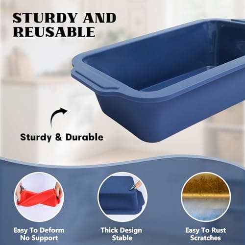 Bread Pan for Homemade Bread：9.5 x 5 Inch Silicone Loaf Pan for Baking with Metal Frame - Nonstick Banana Loaf Tin Tray for Sandwich Sourdough Pumpkin Sour Dough - for Oven Kitchen Home Bakers 7