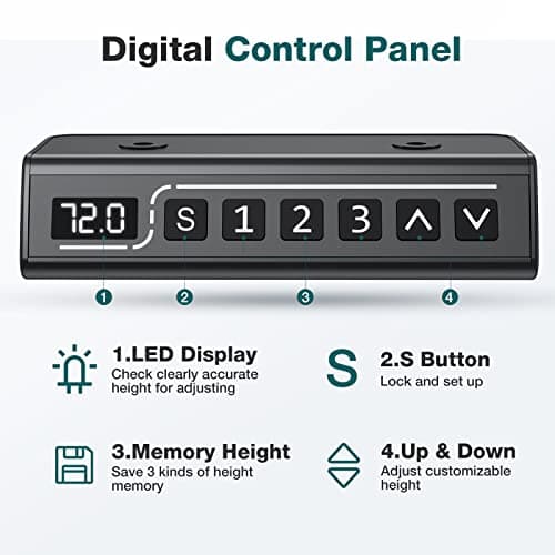 Sweetcrispy Electric Standing Desk,48 x 24in Adjustable Height Electric Stand up Desk Standing Computer Desk Home Office Desk Ergonomic Workstation with 3 Memory Controller, Bamboo Texture 7