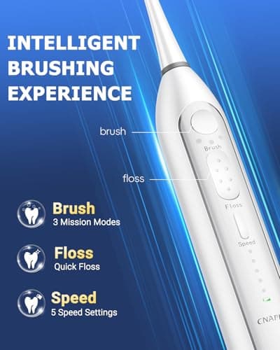Electric Toothbrush with Water Flosser 3 in 1 Combo, Advanced 2.0 Flossing Toothbrush, Cordless Teeth Cleaning, 3 Modes&5 Speeds, Rechargeable Oral Dental Irrigator Kit for Adults, 5 Replacement Heads 8