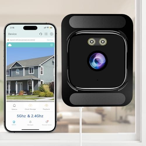 4K Window Security Camera for Home: 2.4GHz&5GHz WiFi Window Camera with Dual-Light Color Night Vision - Indoor Window Cam with Motion Detection for Home Security - with 2 Multiple Angles Window Mounts
