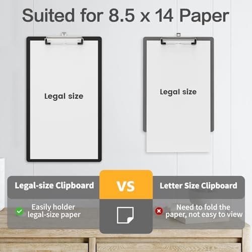 Juvealoe Legal Size Clipboard, 8.5 x 14 Black Plastic Long Clip Board with Low Profile Clip, 9 x 15 in, Suitable for Legal Lawers and Business, Office Supply 5