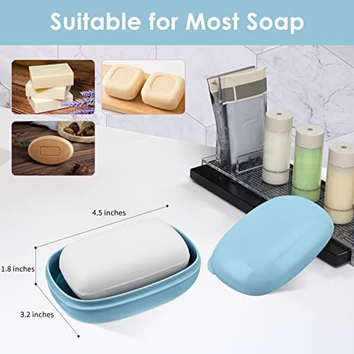 nophike Soap Holder with Lid 1 Pack，Travel Soap Container with Removable Draining Layer.Soap Dish for Home, Camping, Travel，Fashion Soap Box(Blue) 5