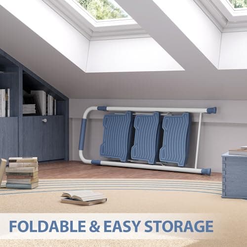 KINGRACK 3 Step Ladder, 900lbs Sturdy Step Stool with Handrail, Non-Skid Wide Pedals, Foldable 3 Stepladder with Safety Locking for Home, Garage, Garden, Office, Blue 6