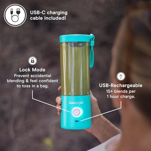 BlendJet Portable Blender for Smoothies & Shakes - 16oz BlendJet 2 Cordless Personal Small Blender, USB-C Rechargeable & Self Cleaning - Quiet Mini Travel Blender with Stainless Steel Blade (Glacier) 5