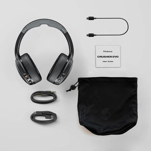 Skullcandy Crusher Evo Wireless Bluetooth Headphones with Extra USB-C Charging Cable, Multi-Sensory Bass, Noise Isolating Over-Ear Fit, 40 Hours Battery, Microphone for iPhone Android - True Black 6
