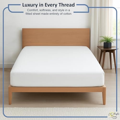 Cottington Lane 1 Piece Queen Size Fitted Sheet Only, Premium Hotel Quality Egyptian Cotton, 15 Inch Deep Pocket Bottom Sheets, Soft, Breathable, Cool & Crisp Bed Sheets, White Solid 6