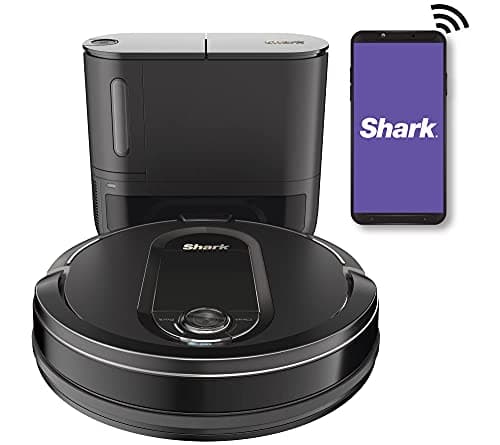 Shark IQ Wi-Fi Robot Vacuum w/ Self-Empty Base & Self-Cleaning Brushroll QR1000 (Black) (Renewed)