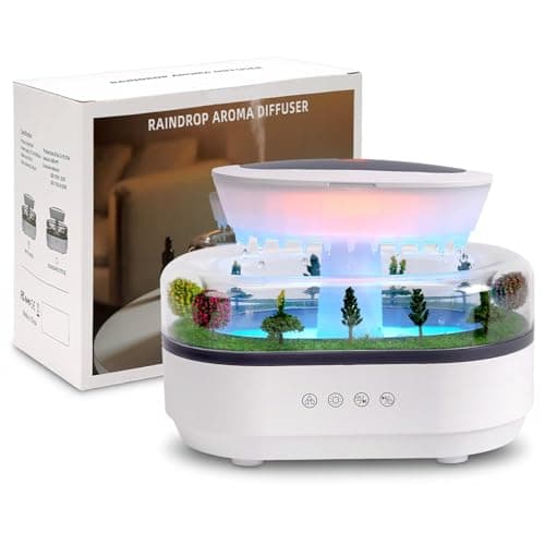 Cloud Rain Humidifier Water Drip, 7 Colors Rainfall Humidifier with Rain Sounds, 250ml Raindrop Essential Oil Aromatherapy Diffuser for Bedroom, Office, Silent Rain Lamp, Timing, Auto-Off
