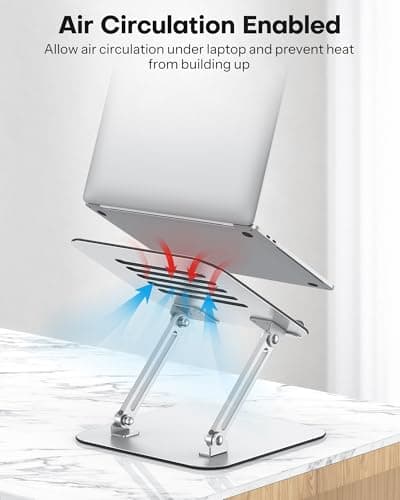 OMOTON Laptop Stand for Desk, Ergonomic Metal Adjustable Laptop Stand, Laptop Holder Riser with Cooling Function, Computer Stand Compatible with MacBook and All Laptops (10-17.2 inch), Silver 7