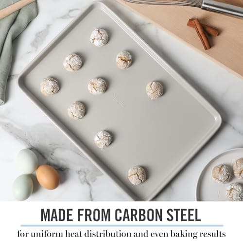 Martha Stewart Gallen 15 x 10 Inch Nonstick Carbon Steel Cookie Sheet – Cool Grey, Durable Bakeware for Even Baking and Easy Cleanup 4