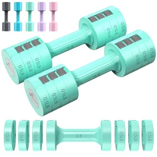 Adjustable Dumbbells Hand Weights Set: Sportneer 1 Pair 0.9-4.5KG (0.9-2.3KG) Fast Adjust Dumbbell Weight 6 In 1 Free Weights Barbells For Women Men Home Gym Workout Exercise Strength Training 9