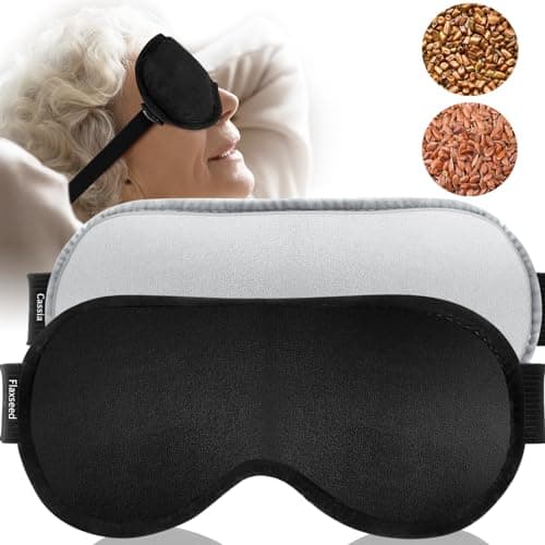 Heated Eye Mask (2-Packs), Moist Warm Compress Microwave with Flaxseed Cassia Seed, Weighted Eye Mask for Sleeping, Dry Eyes, Stye Eye Treatment, Relief Eye Fatigue (Black&Grey) 9