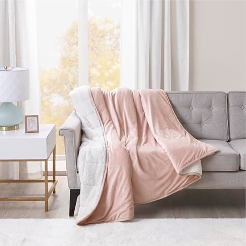 Degrees of Comfort 10 lbs Soft Sherpa Fleece Weighted Throw Blankets for Couch, Pink Small Blanket for Women, Kids & Adult, Ultra Fuzzy Throws with Plush Flannel Top, 50"x 60", Blush Pink 5