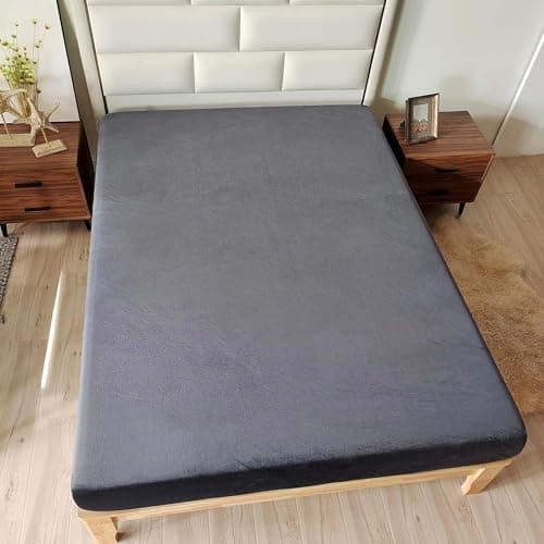 SDY Fleece Fitted Sheet only Queen Size with Deep Pocket 15.7”，No Pilling Fluffy Grey Queen Bottom Sheet Fit Mattress Up to 14”-16”,Wrinkle Free, Breathable for Warm Winter 6