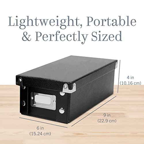 Snap-N-Store Index Card Holder Storage Box - Collapsible Organizer Box fits 1100 Flash Cards - Business, Recipe, or Note Card - 4 x 6, 2 Pack, Black 6
