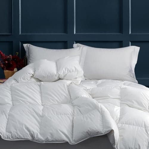 HYPREST Goose Feather Down Comforter King，Soft Lightweight Down Blanket Duvet Insert, 100% Cotton Shell - 8 Corner Tabs 7