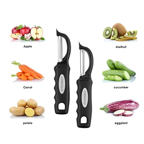 CDNGELO Professional Fruit and Vegetable Peeler Set of 2 for Potatoes, Apples, Kitchen Rotary Serrated Potato Peelers 6