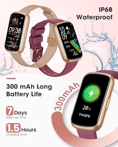 DEKELIFE Fitness Tracker Watch, 1.47" Smart Watch for Women with Health & Fitness Tracker, 24/7 Heart Rate/Blood Oxygen/Sleep Monitor Smart Watcheor Android/iOS Phones (2 Bands) 8