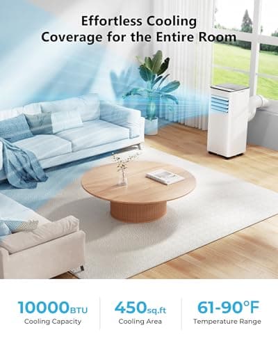EUHOMY 10,000 BTU Portable Air Conditioners Up to 450 sq.ft, 3-1 Standing Smart Cooling AC with Remote, Dehumidifier, Fan, Air Conditioner Cools Room, 3 Modes, 24-hour timer, LED Display, Bedroom 3