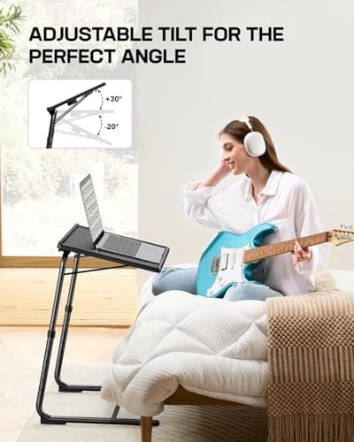 LORYERGO TV Tray - TV Table for Eating, Folding Table Trays with 6 Height & 3 Tilt Angle, TV Tray Table with Removable Cup Holder, Dinner Tray for Eating or Working on Couch, Bed & Office 6