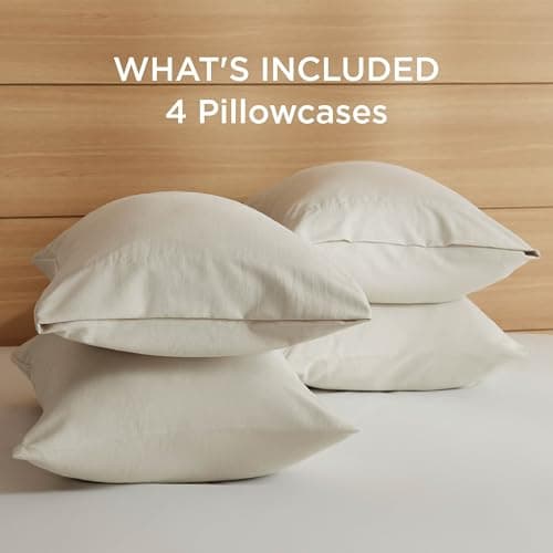 Bedsure Pillow Cases Standard Size Set of 4 - Linen Pillowcase 4 Pack,Super Soft and Cozy Prewashed Pillowcases,Hotel Quality,Pillow Covers with Envelop Closure,20x26 Inches 6