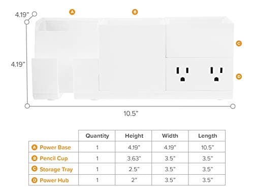 Bostitch Office Konnect Desk Organizer and Charging Station, 2 USB Ports, 2 Plugs, Charges Phones Tablets, Pencil Cup, 4-Piece Design, White 6