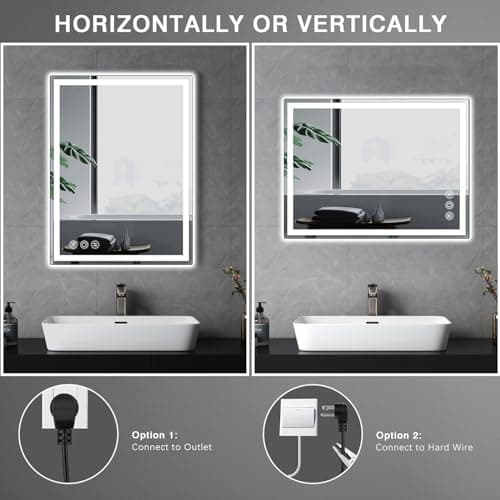 Memobarco LED Mirror for Bathroom 20"x 28" with Frontlit and Backlit, Anti-Fog Mirror with Lights, Stepless 3 Colors Temperature & Dimmable Bathroom Mirror, Memory Tempered Glass Mirror for Bathroom 8