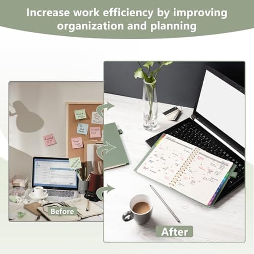 EMSHOI Undated Planner, Weekly and Monthly Calendar, 53 Weeks and 12 Months, A5 (6.38" x 8.35"), 100GSM Thick Paper, PVC Cover, Monthly Tabs, Note Pages, Start Anytime 9