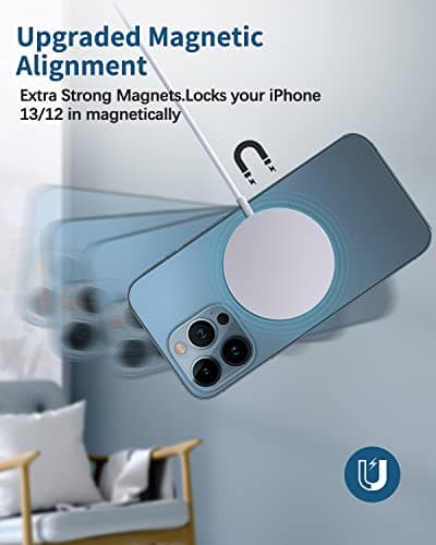 Magnetic Wireless Charger Mag-Safe Charger for iPhone 17/16/15/14/13/12 Series Convertible Magnet Wireless Charging Stand/Pad with 5ft Cable for iPhone and AirPods 2/3/Pro 2/Pro 5