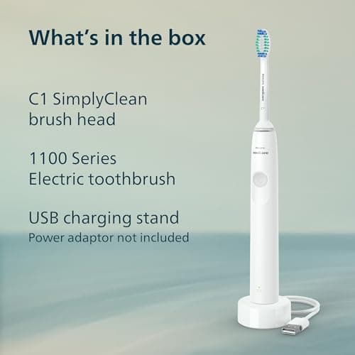 Philips Sonicare 1100 Series Electric Toothbrush - Sonic Toothbrush with Advanced Sonic Technology, EasyStart, Smartimer & Quadpacer, White, Model HX3641/02 7