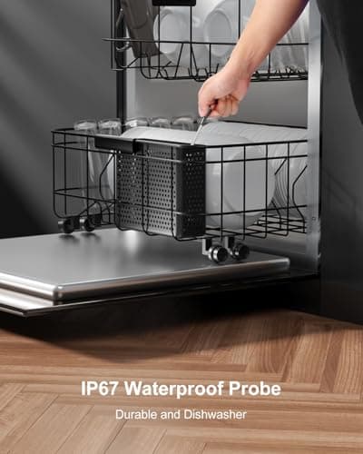 Bluetooth Meat Thermometer Wireless Probe for Smoker 500ft, Fitflavor Digital Grill Meat Thermometer Wireless for Grilling BBQ Cooking Oven, Rechargeable Batterry, IP67 Waterproof 7