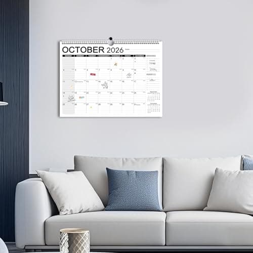 Calendar 2026, Anti Ink Bleed, Durable Thick Paper, Large days Blocks, Wall Calendar 18 Months with Stickers, 17" x 12" Large Simple Style 2026 Calendars for Home, Office, Teacher Supplies- Simple 7