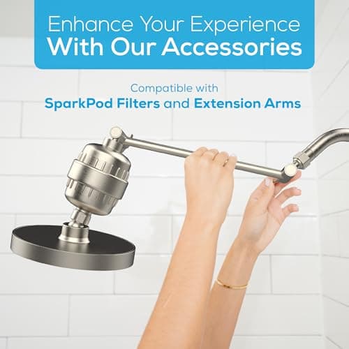 SparkPod Shower Head - High Pressure Rain - Premium Quality Luxury Design - Easy Clean Adjustable Replacement for Your Bathroom Shower Heads (Elegant Brushed Nickel, 6 Inch Round) 7