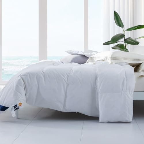 Globon Ultra-Soft Lightweight Down Feather Comforter King Size,Breathable Light Duvet Insert for Hot Sleeper/Warm Weather,Noiseless Shell,700 Fill Power with Corner Tabs,White 6