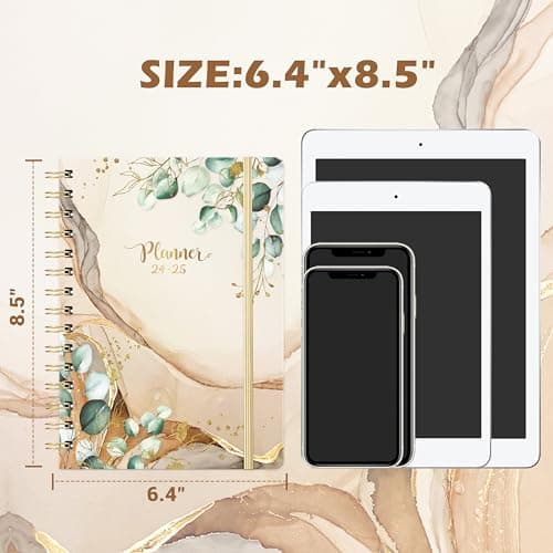 2025 Planner - Planner 2025, Weekly Monthly Planner, Jan 2025 - June 2025, 6.4" x 8.5", Monthly Tabs, Flexible Hardcover, Thick Paper, Strong Binding, Back Pocket, Holidays 7