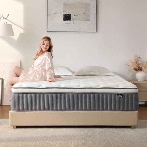 SNFPNE Queen Size Mattress 12 Inch, Hybrid Memory Foam Mattress with Zoned Pocket Coils Support and Motion Isolation Design, Strengthen Edge Support,CertiPUR-US Certified, Medium Firm in a Box