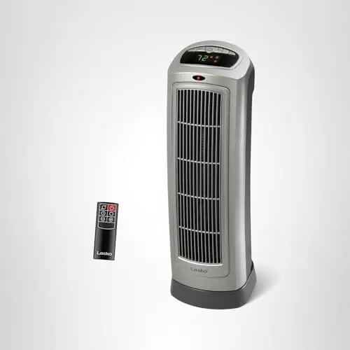 Lasko Oscillating Digital Ceramic Tower Heater for Home with Adjustable Thermostat, Timer and Remote Control, 23 Inches, 1500W, Silver, 755320 10