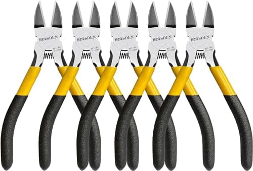 BOOSDEN 5" Wire Cutters, 5 Pack, Precision Cutting Pliers, Ultra Sharp Wire Snips Wire Clippers, Spring Loaded Flush Cutter, Diagonal Cutting Pliers for Jewelry Making Crafting, Wire Cutters Set