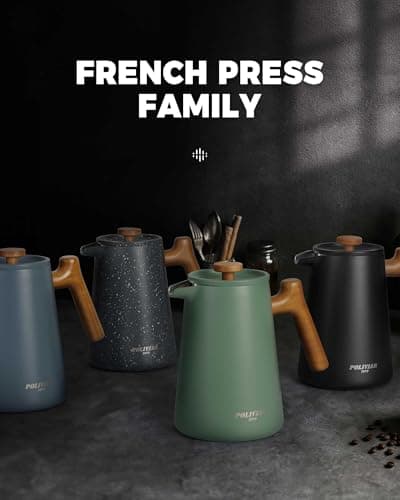 POLIVIAR French Press Coffee Maker, 34 oz Coffee Press with Real Wood Handle, Double Wall Insulation & Dual-Filter Screen, Food Grade Stainless Steel for Good Coffe and Tea, JX2025-XFPB 7
